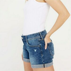 Bootlegger Boyfriend Jean Shorts Distressed Blue - Sz 27